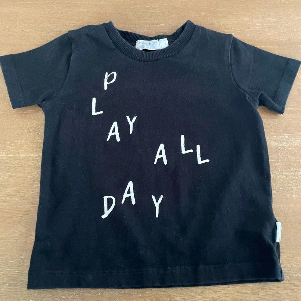 🎀  5 for $30 miles baby Play All Day T- Shirt in Black 9M